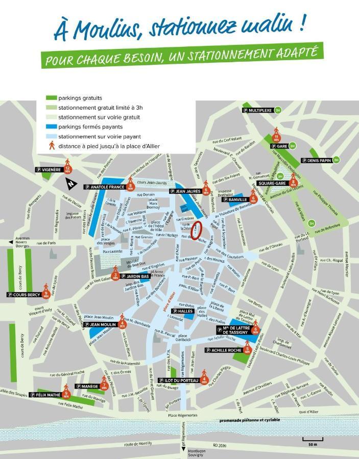 Bel Appartement En Coeur De Ville - 20 Minutes Du Pal Moulins  Eksteriør billede
